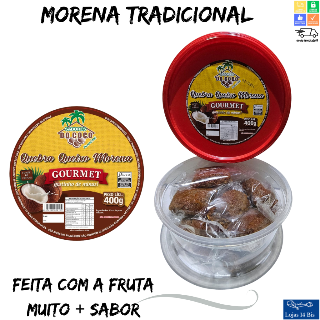 Quebra Queixo Cocada Morena Gourmet Tradicional  400g Sabores do Coco