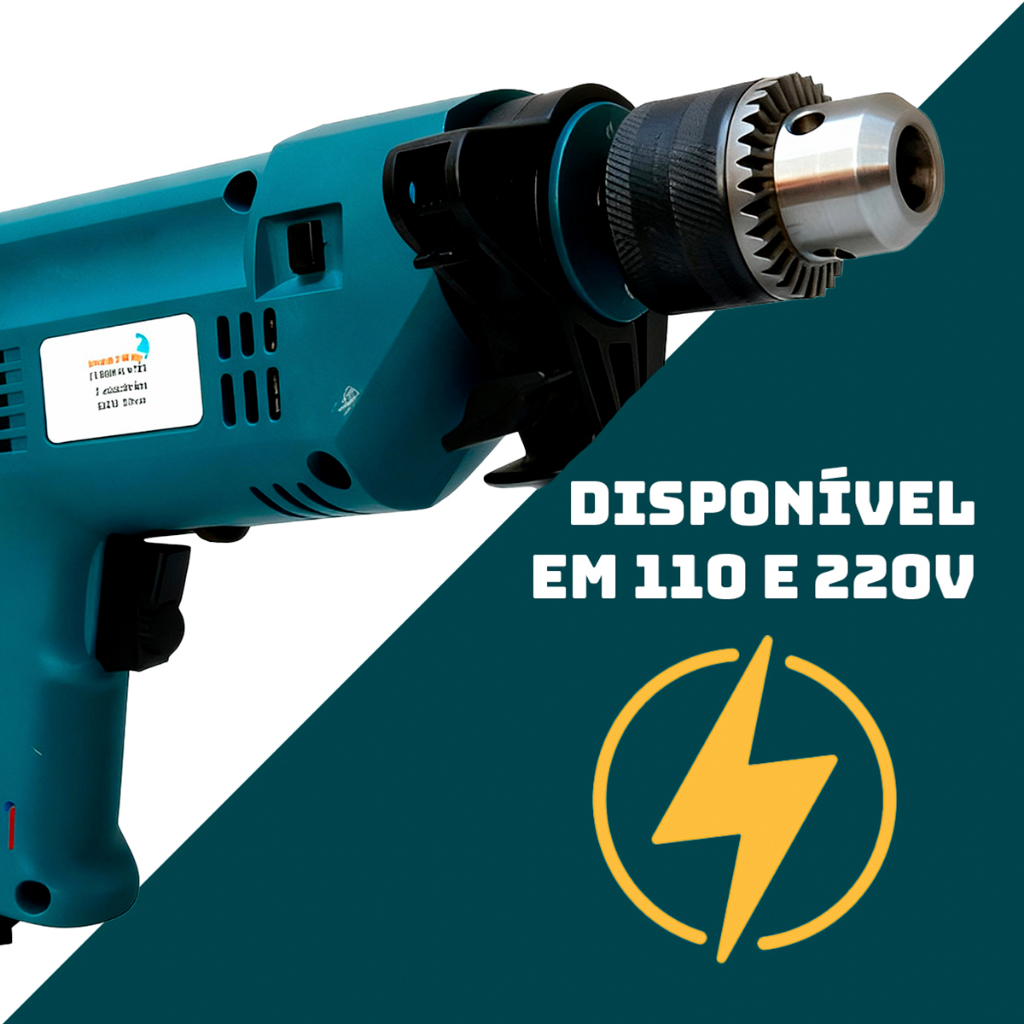 Detalhes do Furadeira De Impacto Profissional 3/8 (10mm) 550w 110v / 220v  Com Empunhadura
