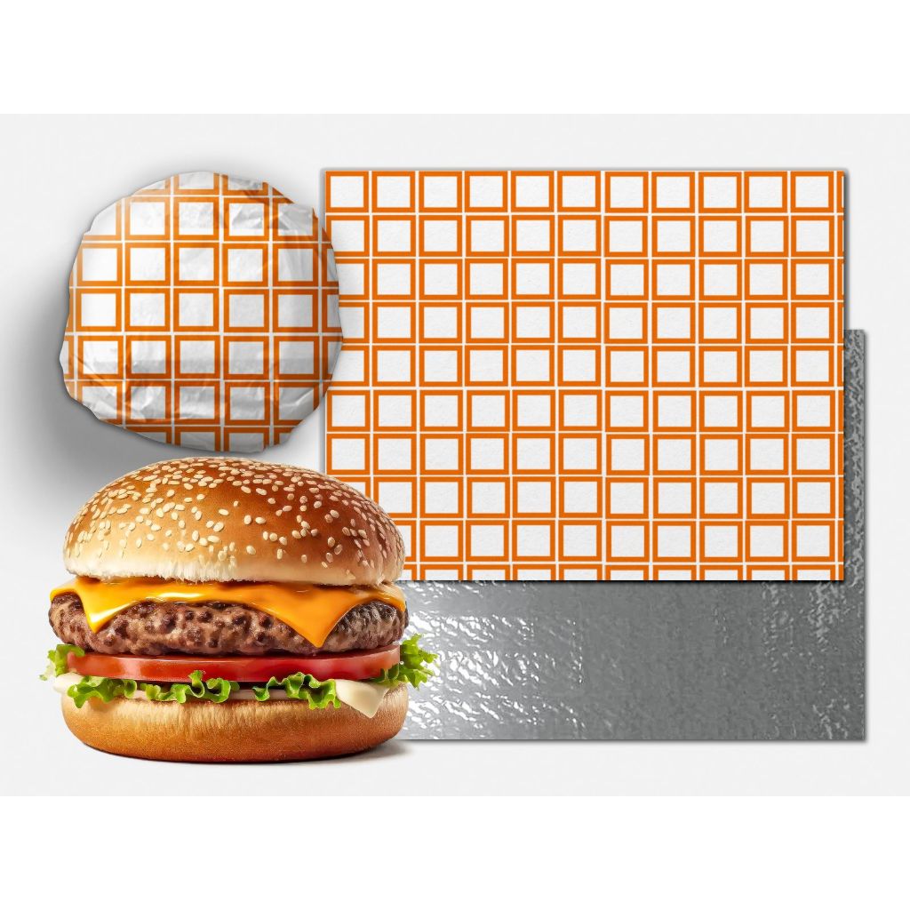 500 papel 33x37 acoplado térmico laminado metalizado anti gordura burguer burger hamburguer