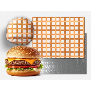 500 papel 33x37 acoplado térmico laminado metalizado anti gordura burguer burger hamburguer em Oferta na Shopee