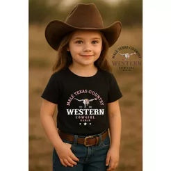 Kit Camiseta Infantil + Choker Country Modelo Western Feminino Estampa Country Delicada