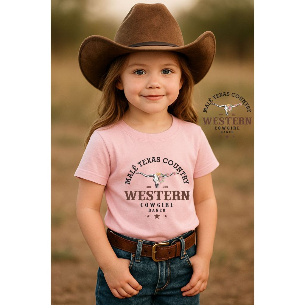 Kit Camiseta Infantil + Choker Country Modelo Western Feminino Estampa Country Delicada em Oferta na Shopee