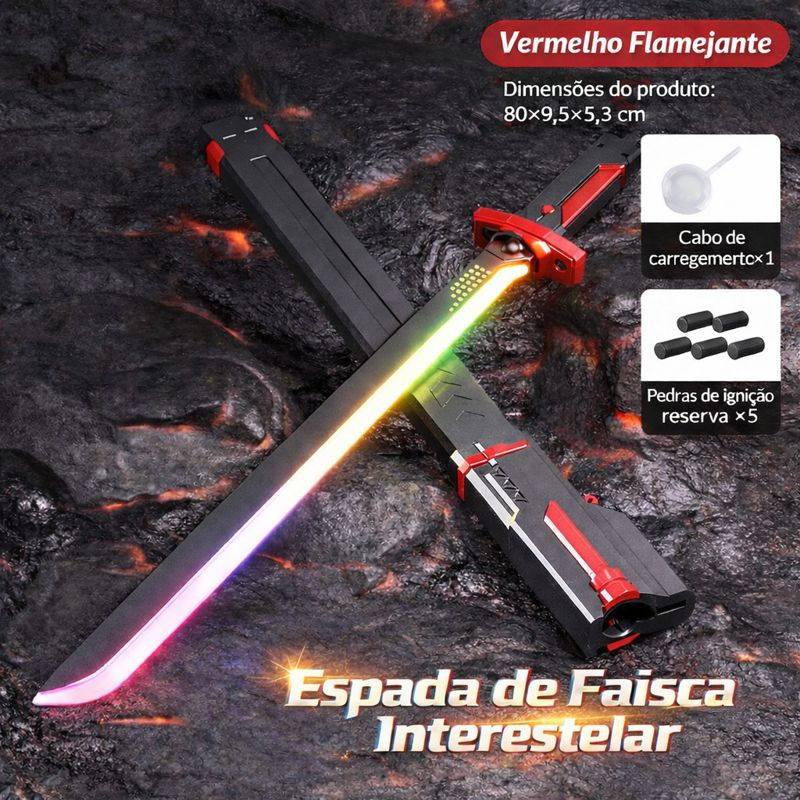 Espada Katana Samurai Grande 80cm com LED RGB e Efeitos de Faísca e Fumaça em Oferta na Shopee
