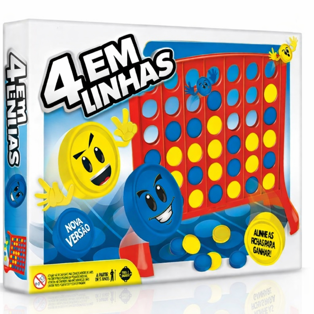 Jogo LIG 4 Em Linha Brinquedo Didático Forme Sequência de 4 Fichas na mesma Cor - Raciocínio e Atenção