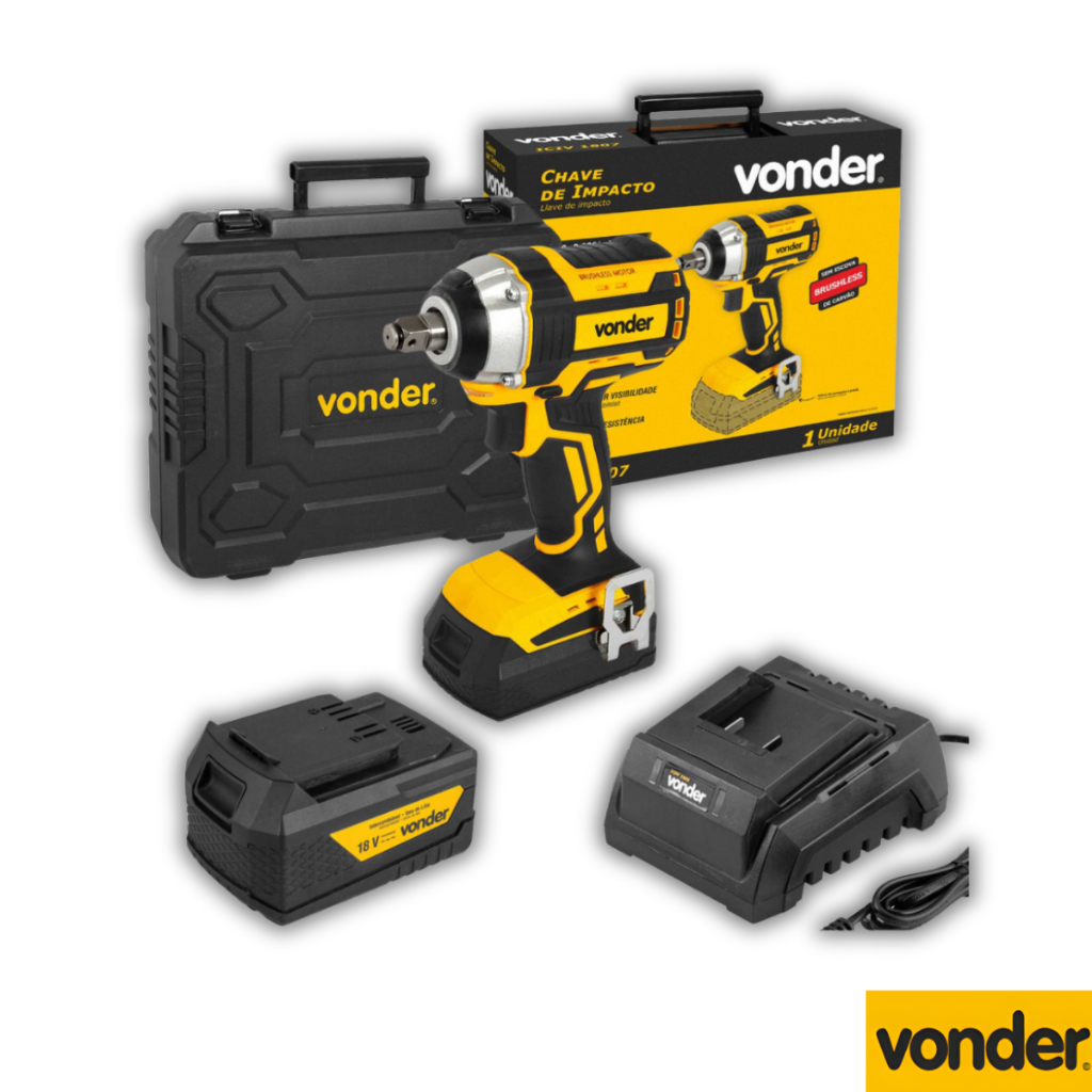 Chave De Impacto 1/2" ICIV1807 A Bateria Sem Fio Brushless Com Bateria e Carregador Vonder