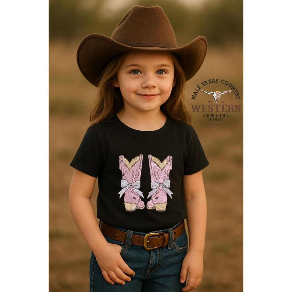 Camiseta Infantil Feminina Texana Moda Country Crianças Algodão Novidade Cowgirl