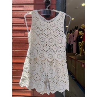 Conjunto em Crochê Cropped sem forrado e short CURTA com forrado casaul elegante para seu looks  Cód 052 em Oferta na Shopee