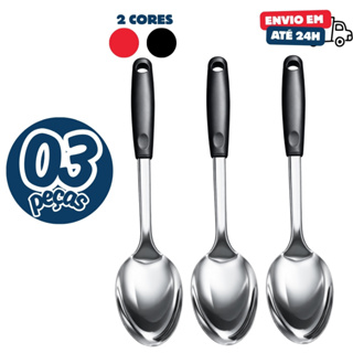 KIT 03 ou 01 Colher de Arroz Colher Servir Colher Grande Aço Inox Ideal Para Bares Restaurantes 2 Cores em Oferta na Shopee