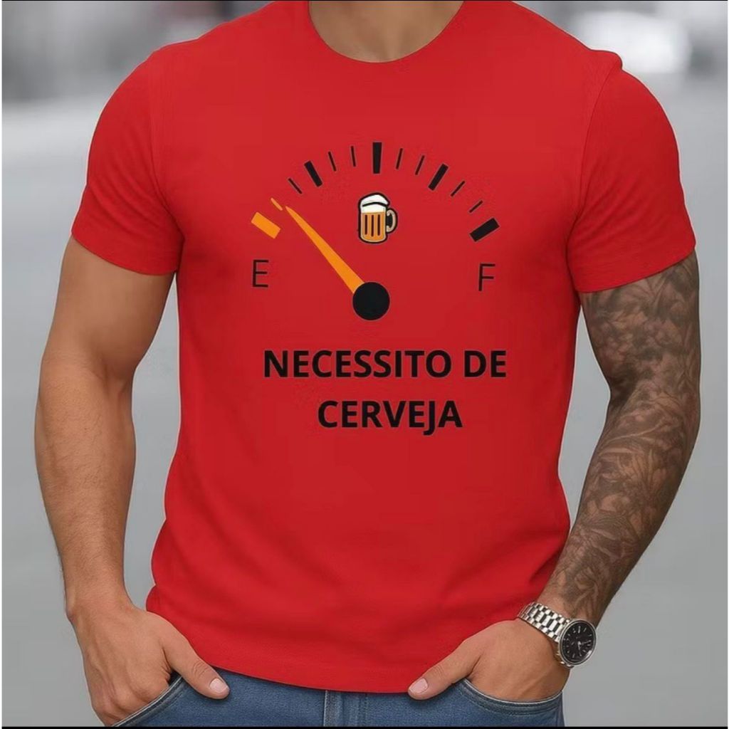Camiseta Masculina Necessito de Cerveja 100% Algodão Alta Qualidade Lançamento Divertida Casual Lançamento