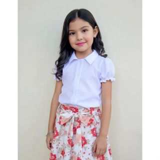 Blusa Camisa Infantil Gola Colegial Manga Bufante Princesa Blogueirinha Luxo Mini Diva em Oferta na Shopee