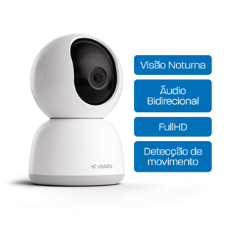 Câmera De Segurança Velds, Wi-Fi Full HD c/ Visão Noturna E Rastreamento De Movimento, Branco em Oferta na Shopee
