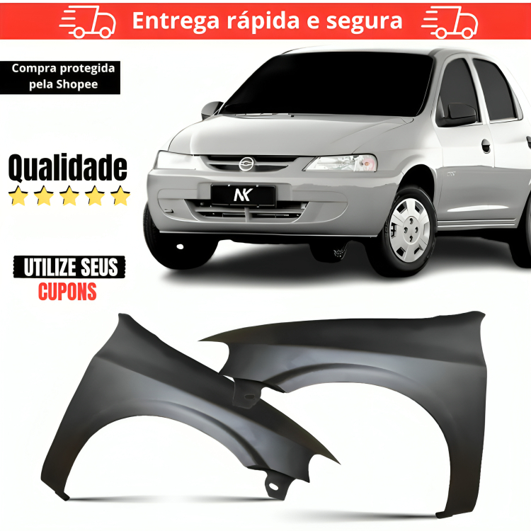 Par/Un Paralama Dianteiro Celta 2000 2001 2002 2003 2004 2005 2006 Mold. Original Curvao Para Lama