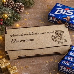 Kit Caixa Bis Heróris De Verdade Dia dos Professores Laser Presente Lembrança 15X7X4 MDF