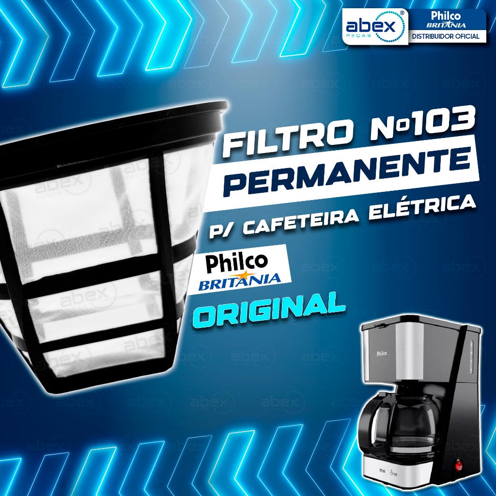 Filtro 103 Permanente Para Cafeteira Philco Britânia CP30 CP38 PH30 PCF38 9,5cm Lavável Original