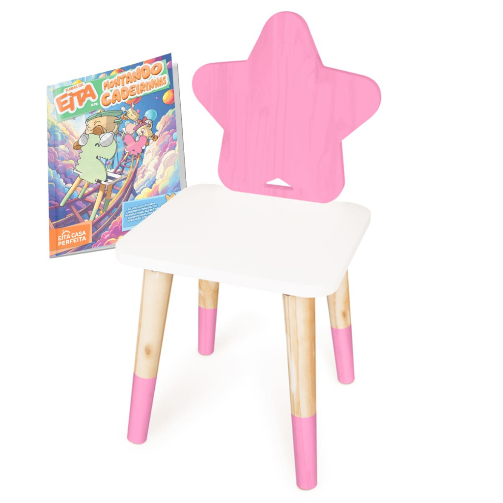 Kit Educativo Cadeira Infantil de Madeira Estrela em Oferta na Shopee