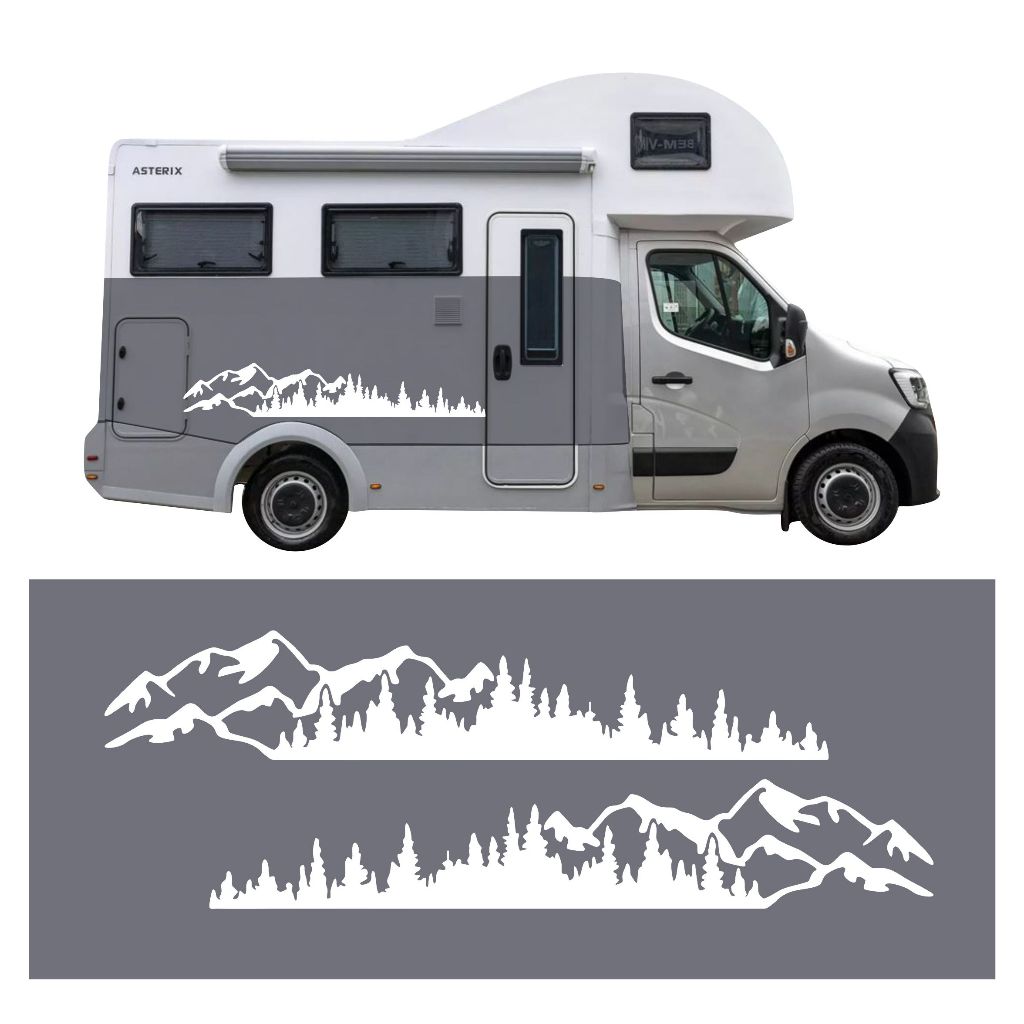 Par Adesivos Motorhome Decorativo Van Caminhão Kombi Camper Decalque De Furgão BRANCO US31