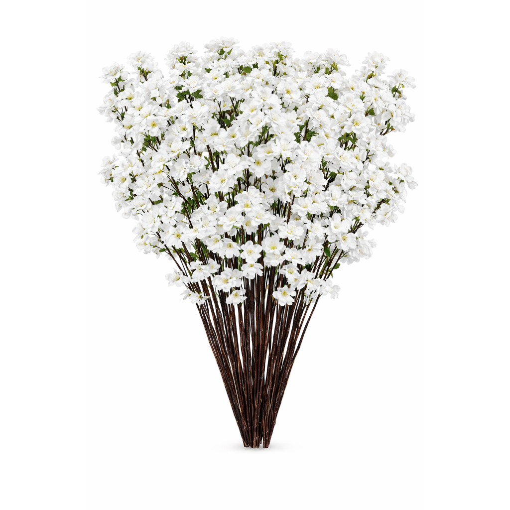20 Galhos Flor Branca De Cerejeira Pessegueiro Decoração em Oferta na Shopee