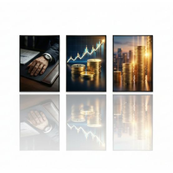 Kit 3 Quadros Investimentos Mercado Financeiro Sucesso Empresarial
