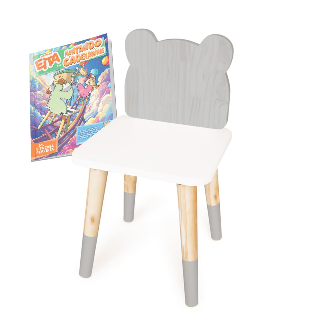 Kit Educativo Cadeira Infantil de Madeira  Urso em Oferta na Shopee
