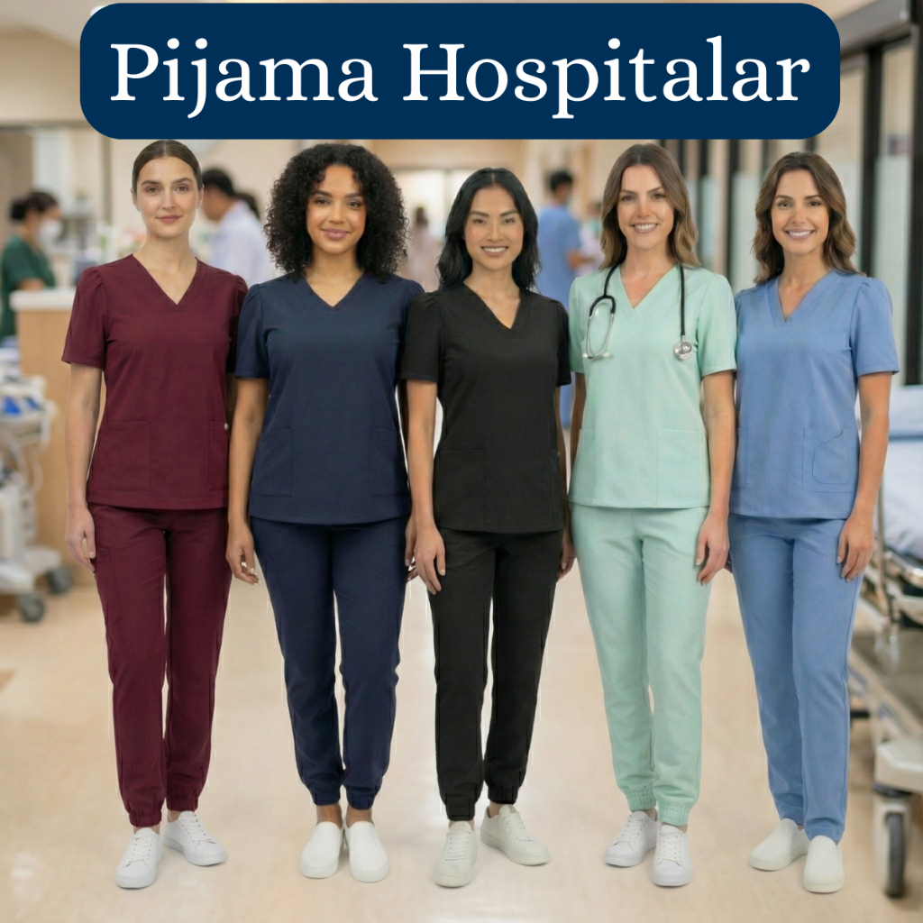 Pijama Cirúrgico Feminino Scrubs Hospitalar Premium Manga Curta e calça com Elástico Jogger em Oferta na Shopee