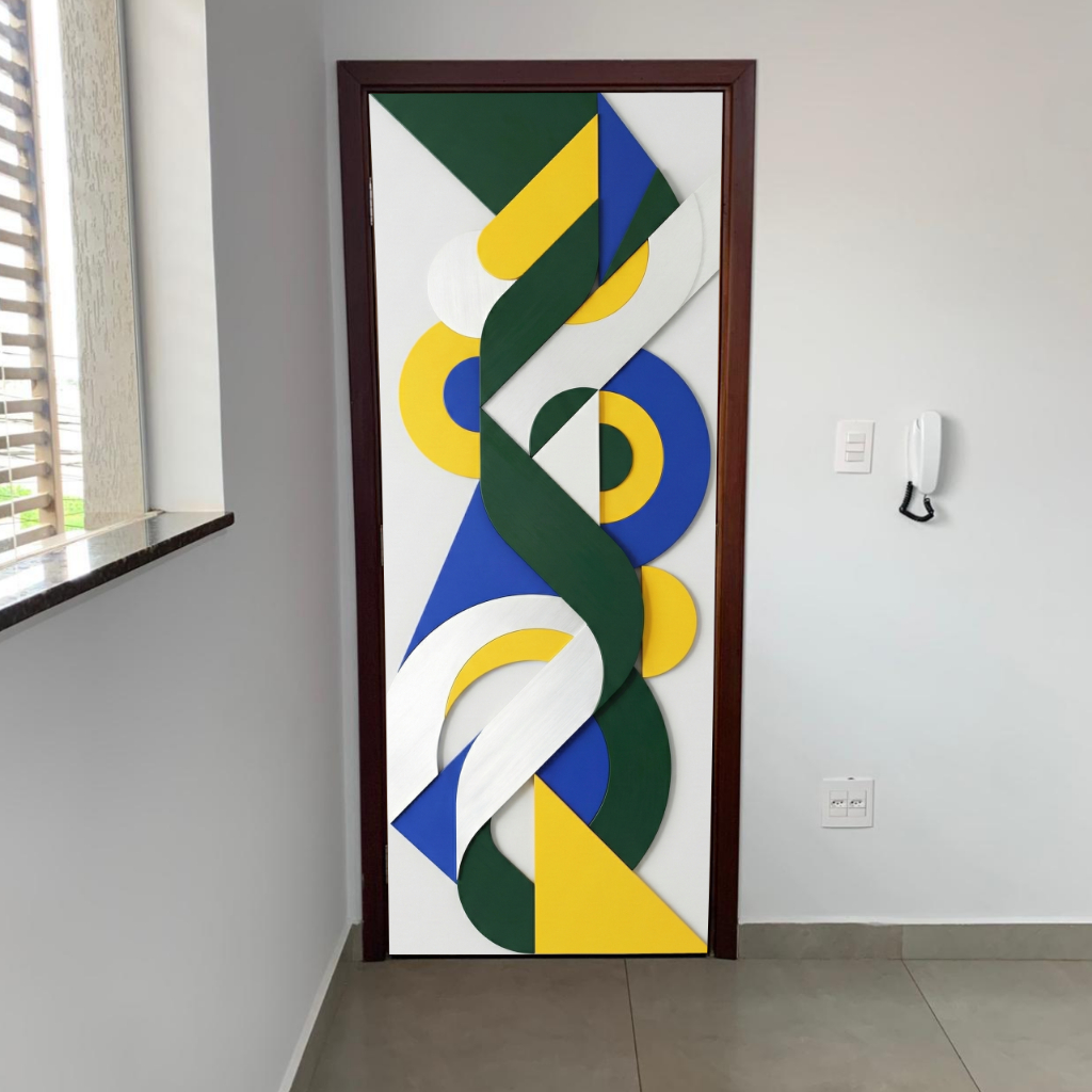 Capa Porta Decorativa Cores Do Brasil Hexa 2026 85x210cm C/Elástico Ajustável Premium