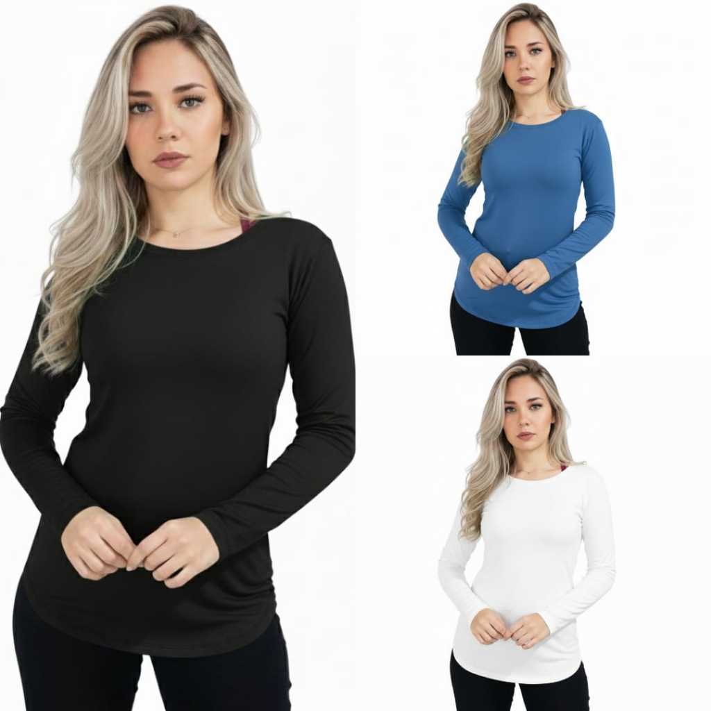 Kit com 3 blusa manga longa  tapa bumbum