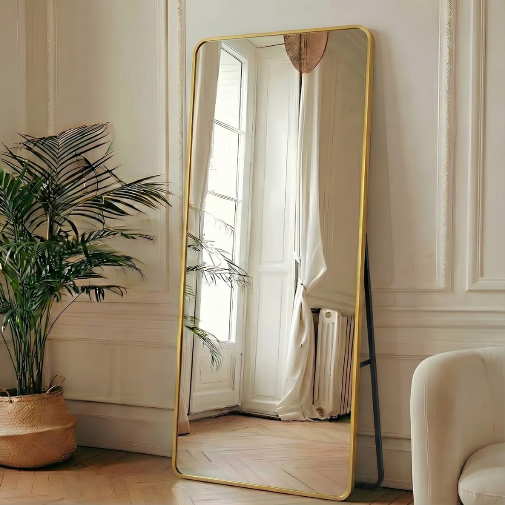 Espelho Lopazzi 170cm Moldura Alumínio Grande Luxo Chão E Parede em Oferta na Shopee