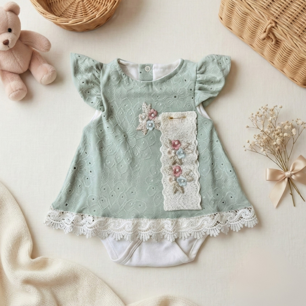 Body Vestido Bebê Infantil Casual Princesinha Renda Bebê 3 a 6 Meses