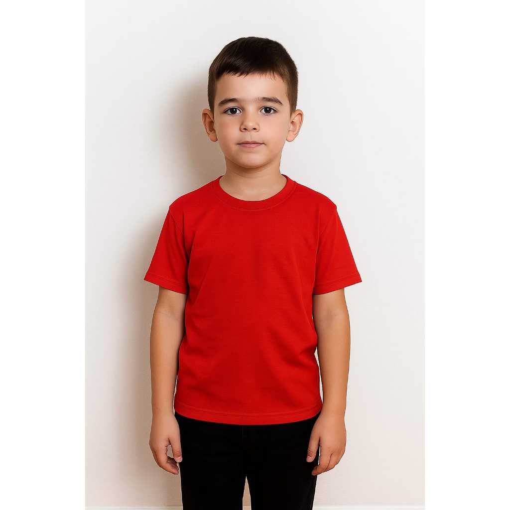 Camiseta Vermelha Infantil Unissex Juvenil Criança Lisa Malha PV Malha Fria