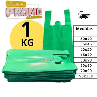 Sacola Reciclada Verde   Reforçada 1 KG Vários Tamanhos em Oferta na Shopee