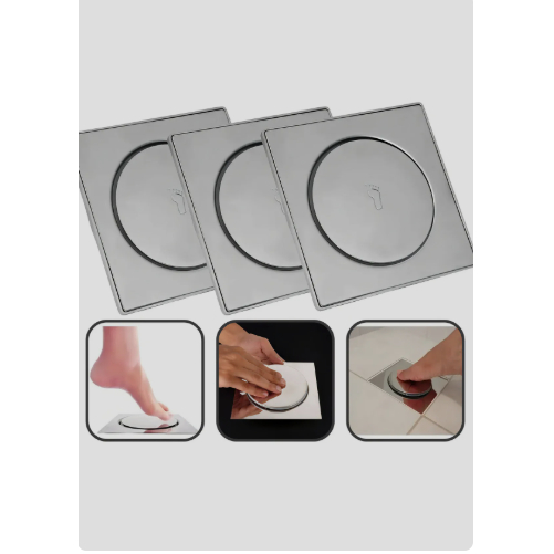 Kit 3 Ralos Click Dami 10x10 Inteligente Pop Up Inox Oculto Invisível Para Banheiro E Cozinhas em Oferta na Shopee