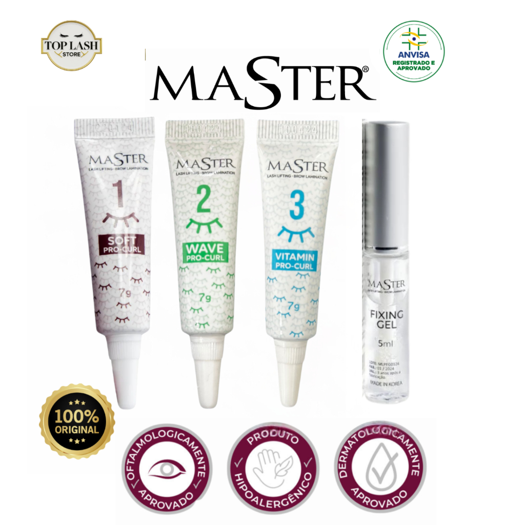 Kit Master Premium Pro-Curl + Gel Fixado | Lash Lifting & Brow Lamination ANVISA Cílios, sobrancelha