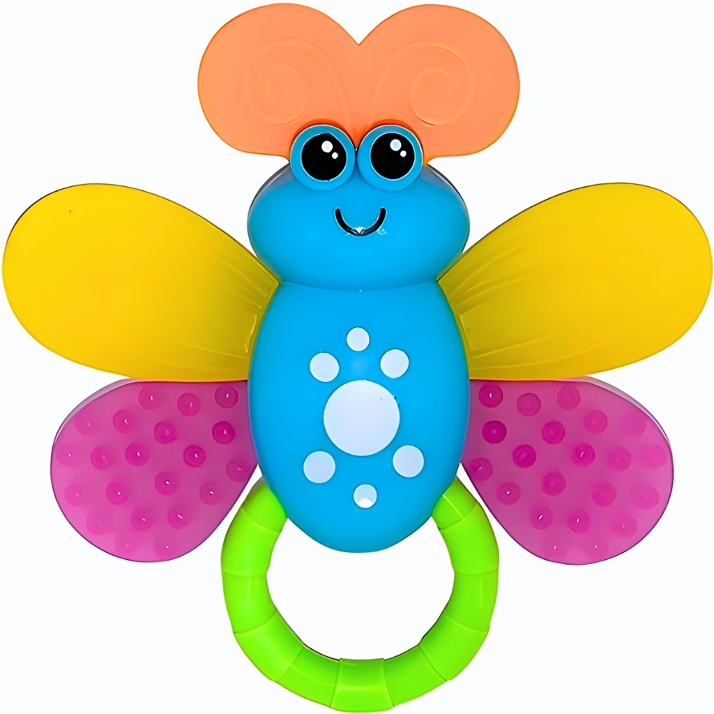 Chocalho Animal Borboleta Mordedor Divertido Bebe Castela em Oferta na Shopee