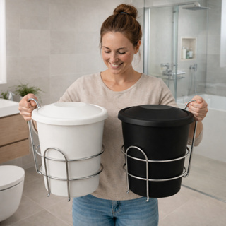 Lixeira Para Banheiro com Porta Papel Higiênico - Inox em Oferta na Shopee