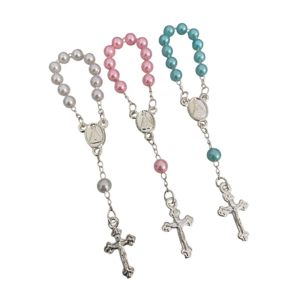 Mini terço dezena de pérola - 9 cm