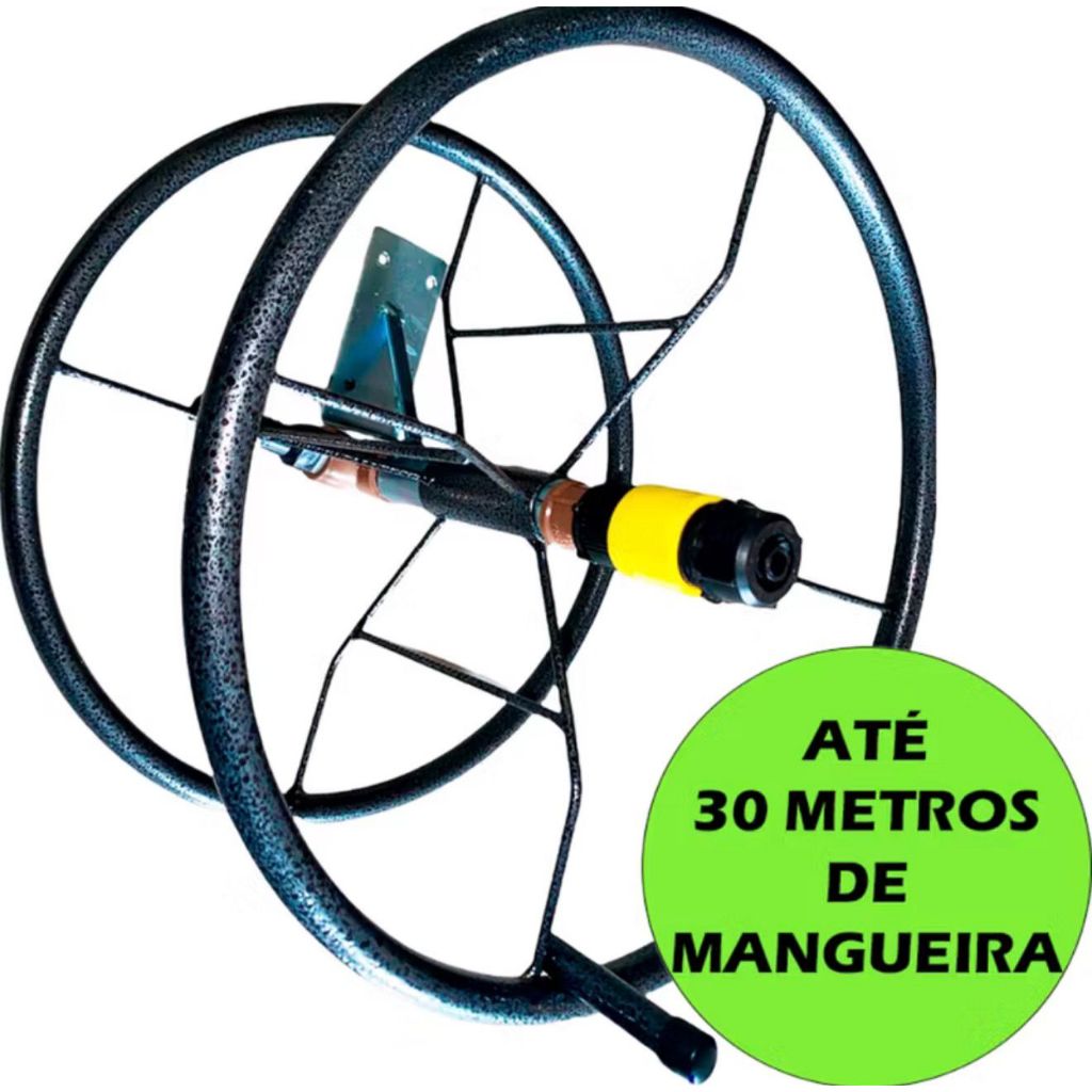 Enrolador Suporte Mangueira Jardim Até 30 Metros Em Aço em Oferta na Shopee