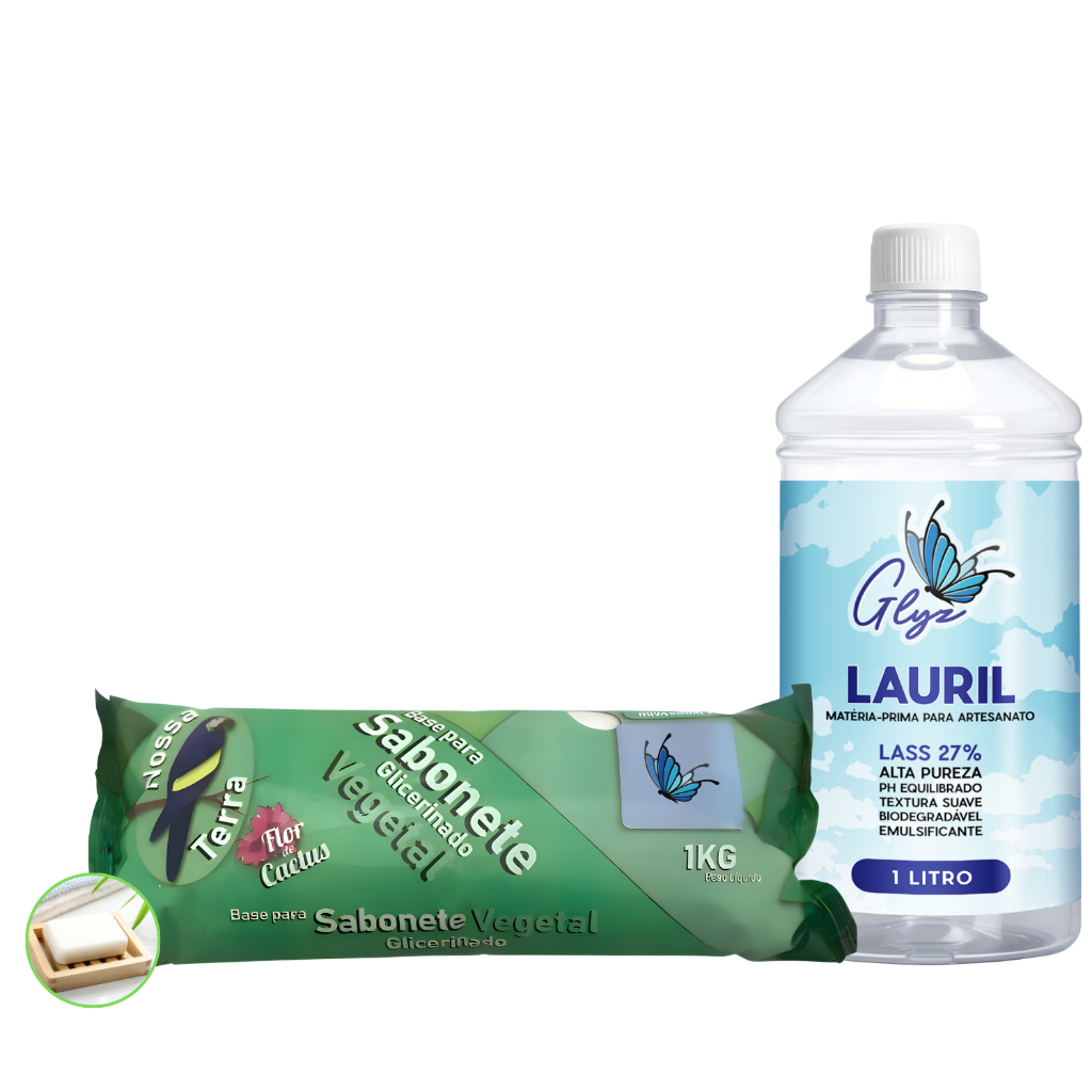 Base Vegana Nossa Terra 1kg + Lauril 27% 1L Para Sabonetes Artesanais