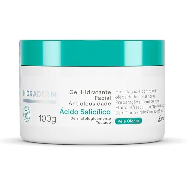 Gel Hidratante Facial Hidraderm Antioleosidade Ácido Salicílico Com 100g