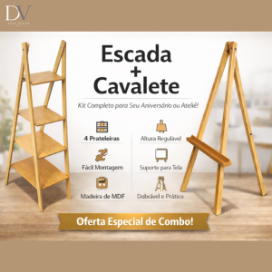 Cavalete para festas e aniversário MAIS Escada Decorativa Escadinha Festa Mdf Cru Desmontável 4 Andares em Oferta na Shopee