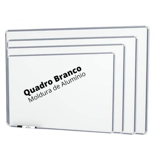 Quadro Branco Moldura em Alumínio Lousa + 4 Pincel + Apagador - Tamanho 60x40 ou 70x50
