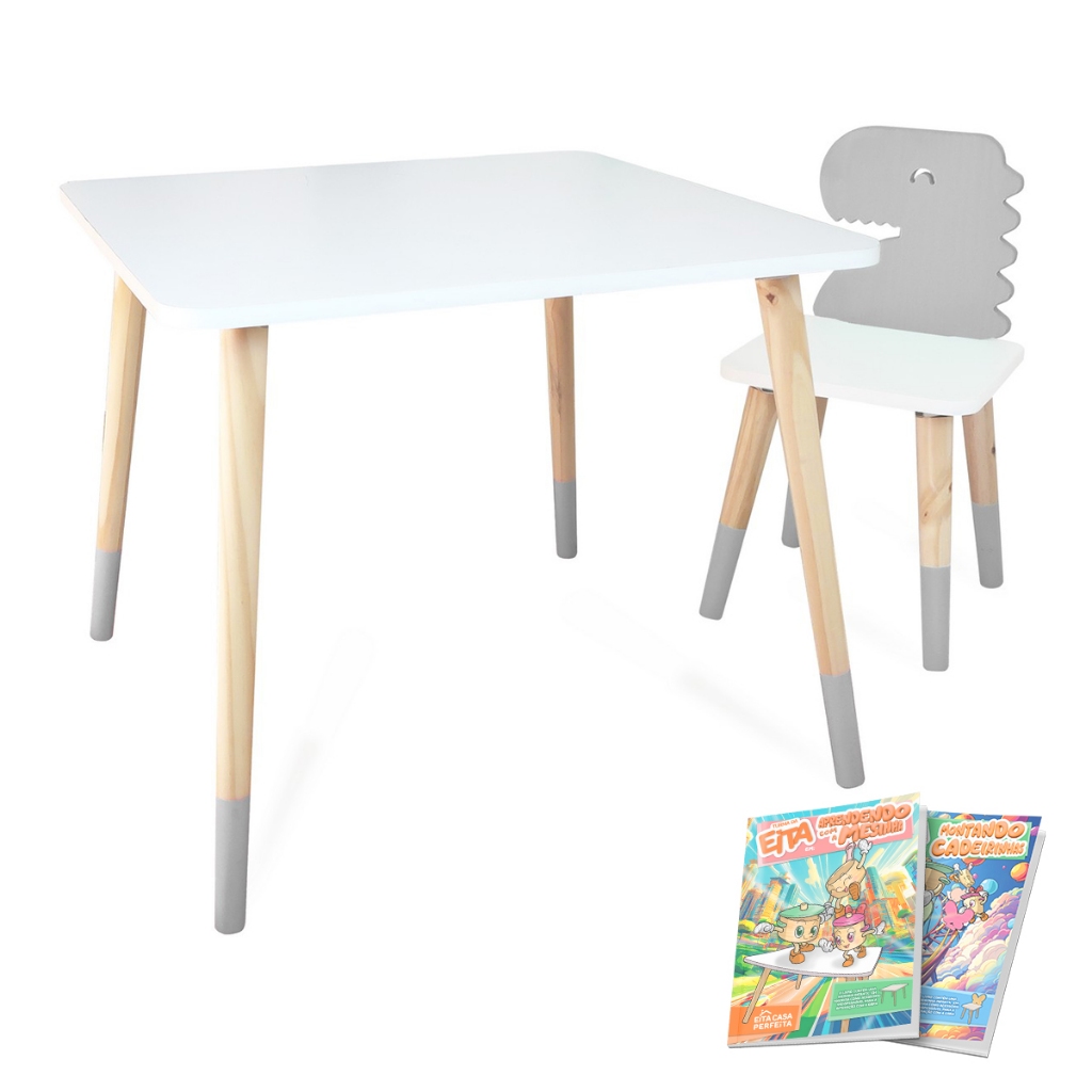 Kit Mesa e Cadeira Infantil Dinossauro