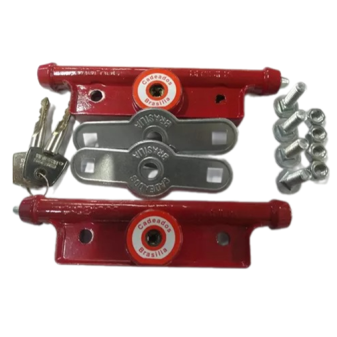 Trava Lateral Porta Aço Lateral Tetra Aluminio 1 Par Para Portas Vermelho