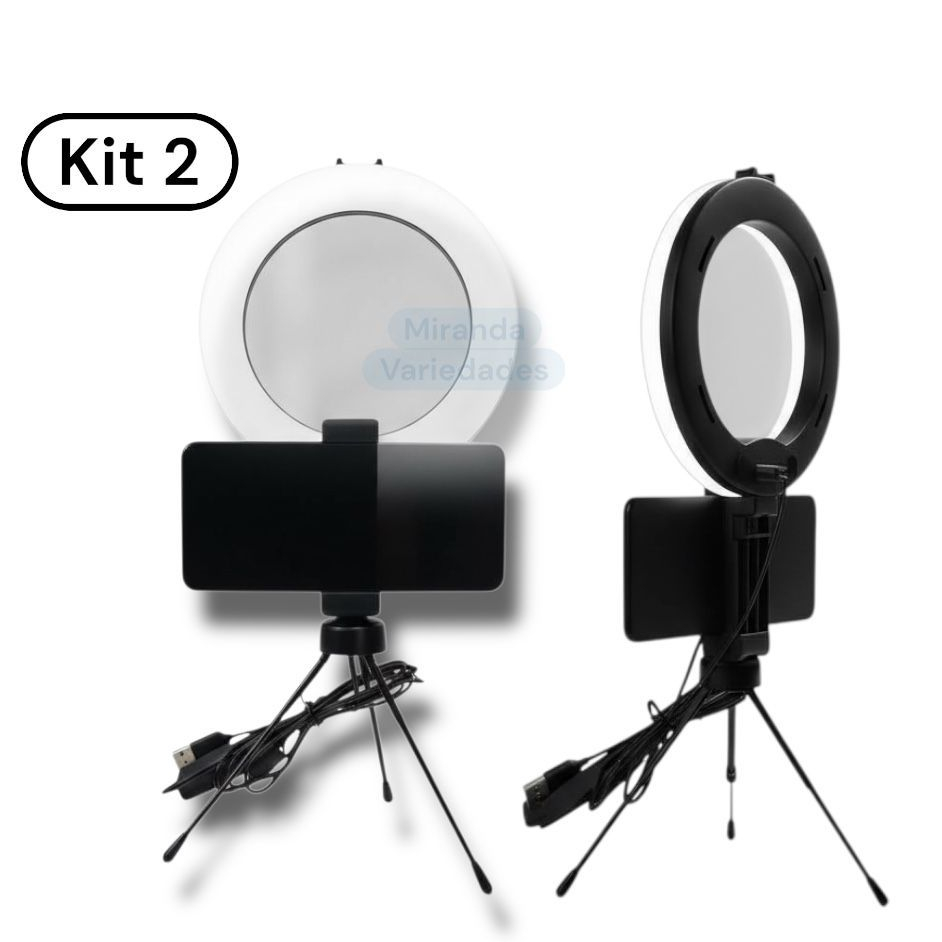 KIT 02 Ring Light 6 Polegadas Portátil Iluminação LED Para Maquiagem Vídeos Lives Fácil Montagem