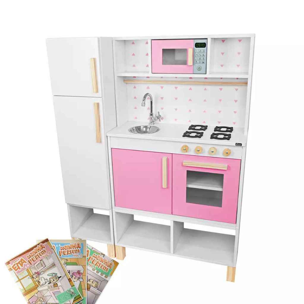 Kit Educativo Cozinha Infantil Com Geladeira E Módulo Crescer - Rosa em Oferta na Shopee