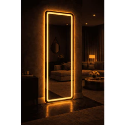 Espelho Retangular Led Jateado Bivolt Decorativos Luxo Quente_3000K Branco_6000K e Neutro_4000k Closet