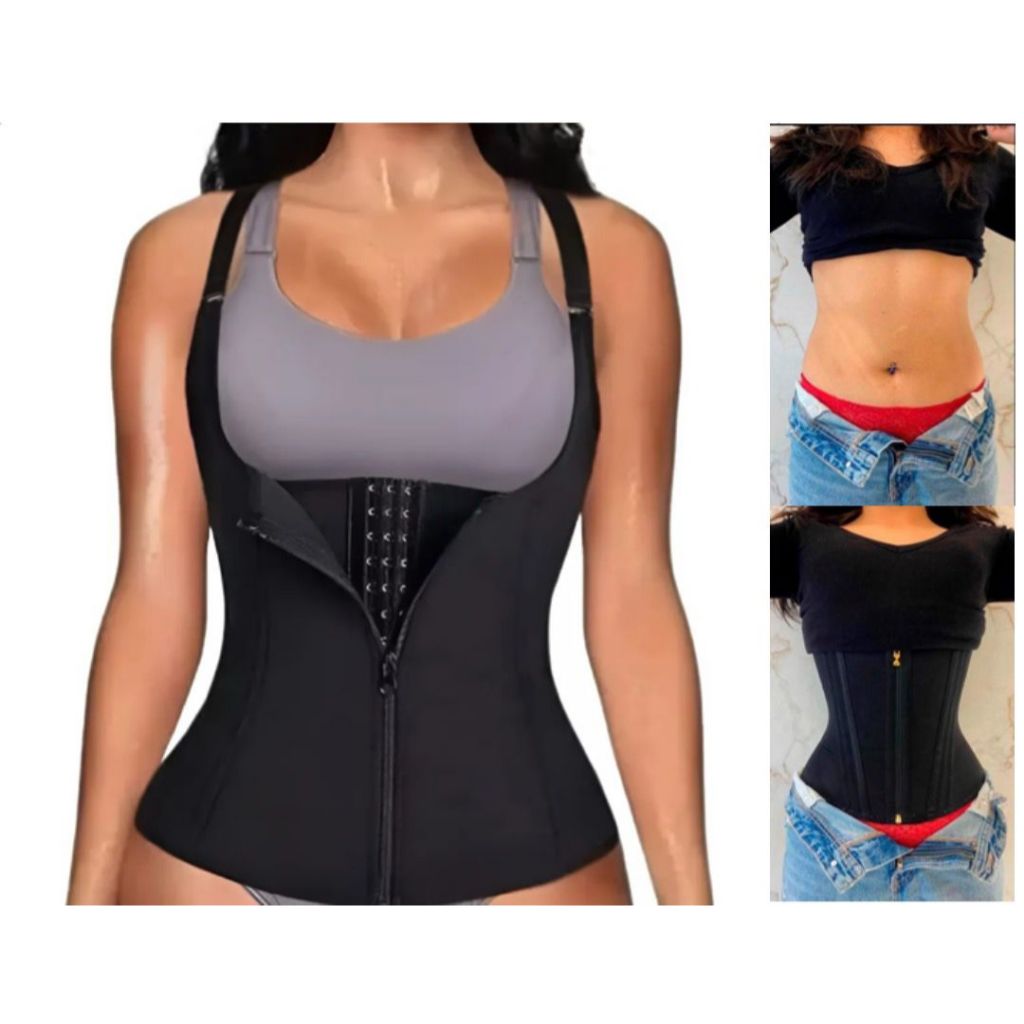Cinta Modeladora Dupla Compressão Afina Cintura Com Zíper Feminina