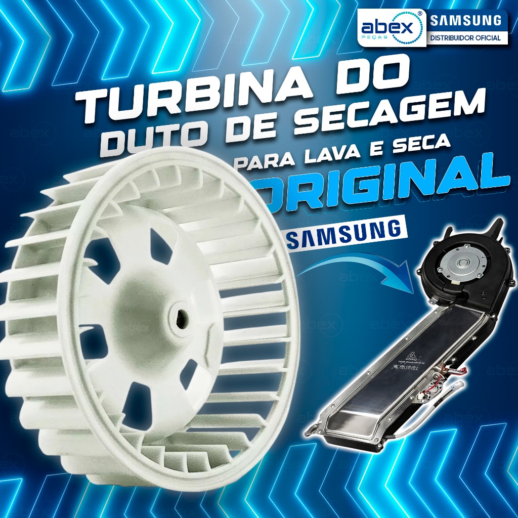 Helice Duto de Secagem Lava e Seca Samsung WD10M WD11M WD103U WD106U WD90J DC67-00904A Original
