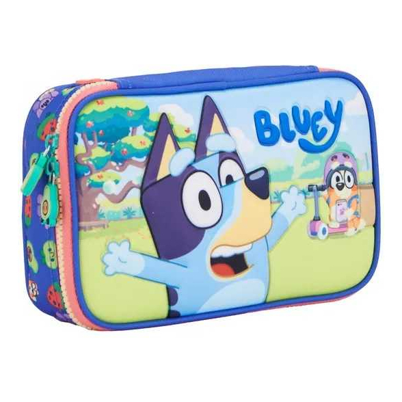 Estojo Box Escolar Infantil Para 100 Lápis Bluey e Bingo Xeryus