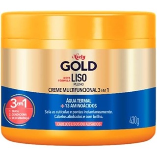Creme Multifuncional 3 Em 1 Niely Gold Liso Pleno Com 430g em Oferta na Shopee