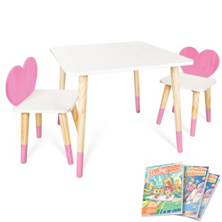 Kit Mesa e 2 Cadeiras Infantil Coração em Oferta na Shopee